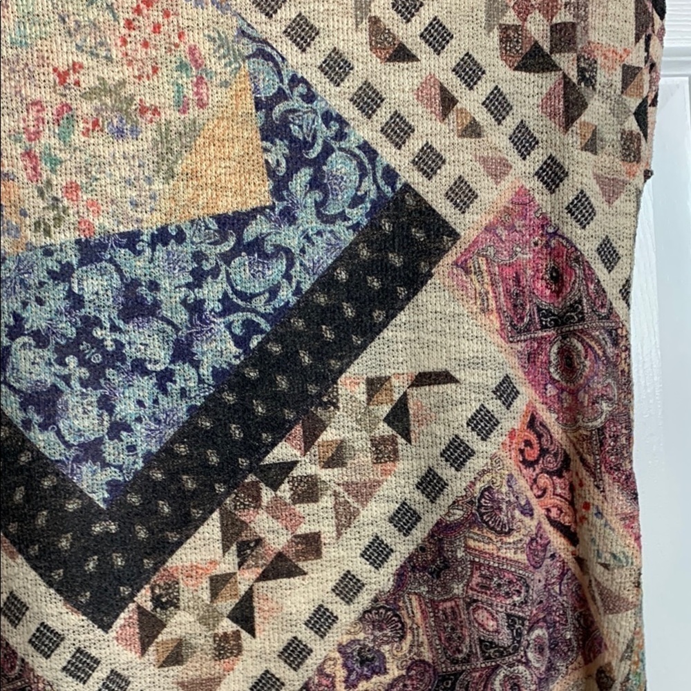 Ginger G Cream Brown Pink Blue Asymmetrical Sleeveless Top - Picture 3 of 9